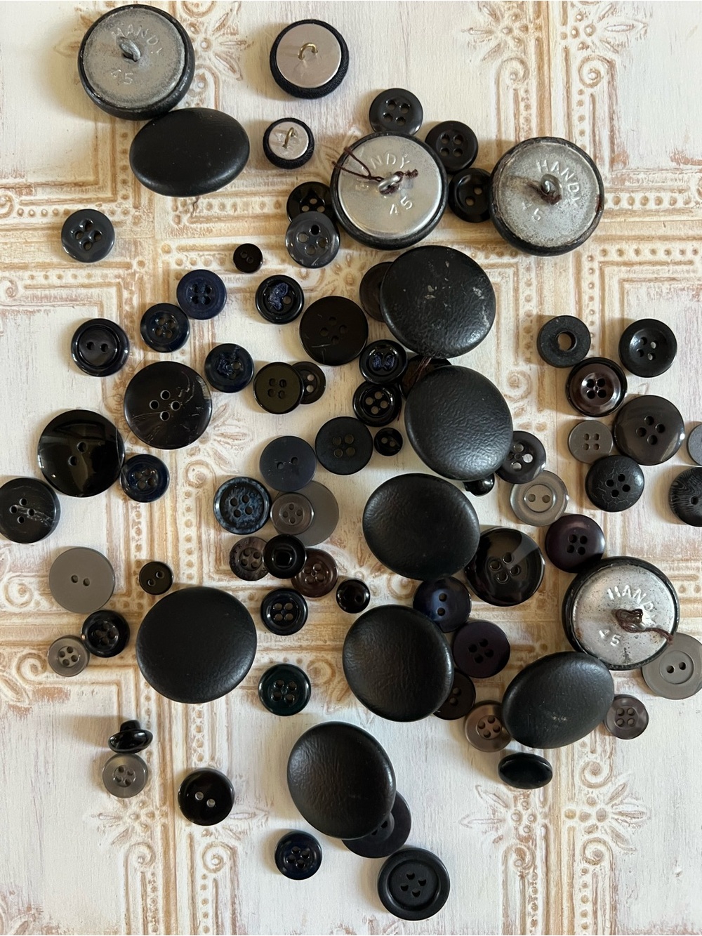 Small Button Lot Rescued Black Buttons Shank 2 Hole 4 Hole